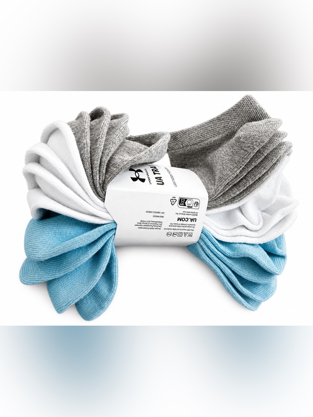 Under Armour Lightweight No-Show Socks - Gray & Light Blue - Picture 3 of 3